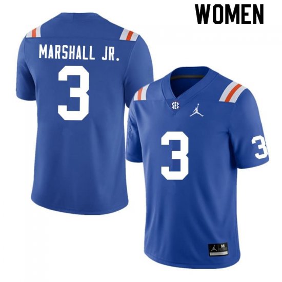 Women's Florida Gators #3 Jason Marshall Jr. NCAA Nike Blue Throwback Authentic Stitched College Football Jersey MLQ4662JR